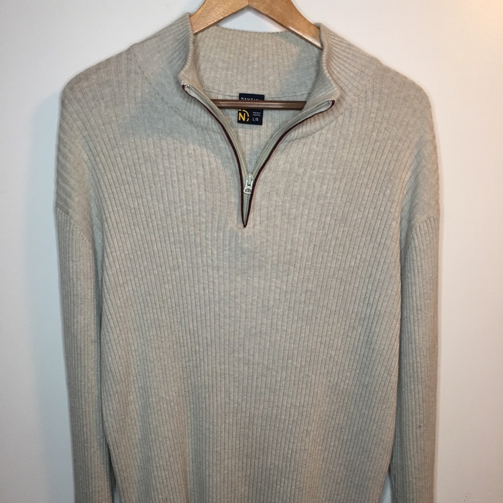 Nautica tan zip up sweater
